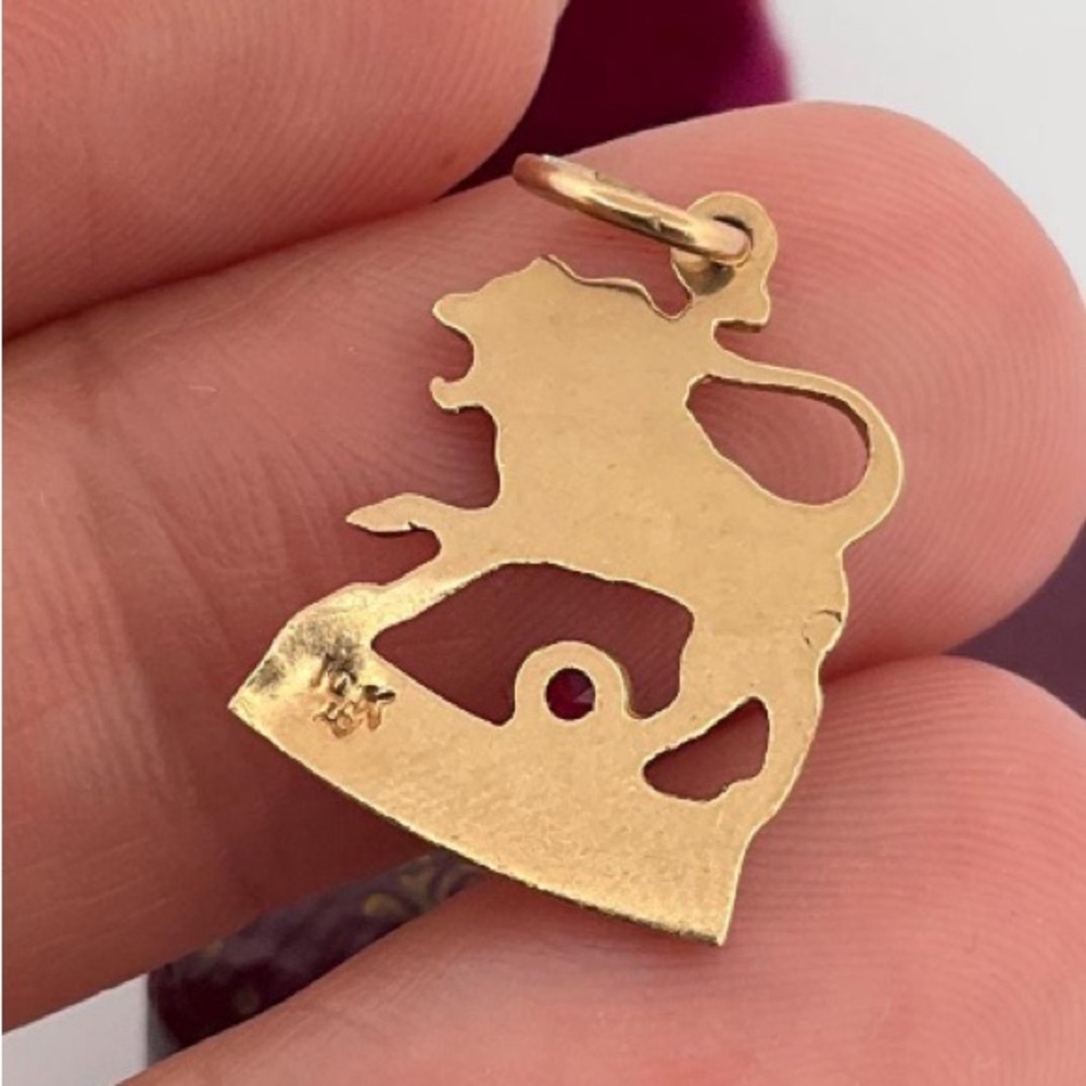 10k Solid Yellow Gold Authentic Lion Pendant With… - image 5